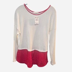 WOMENS WHITE SWEATER WITH RED POLKA DOT‎ LAYERING ACCENT SIZE MEDIUM